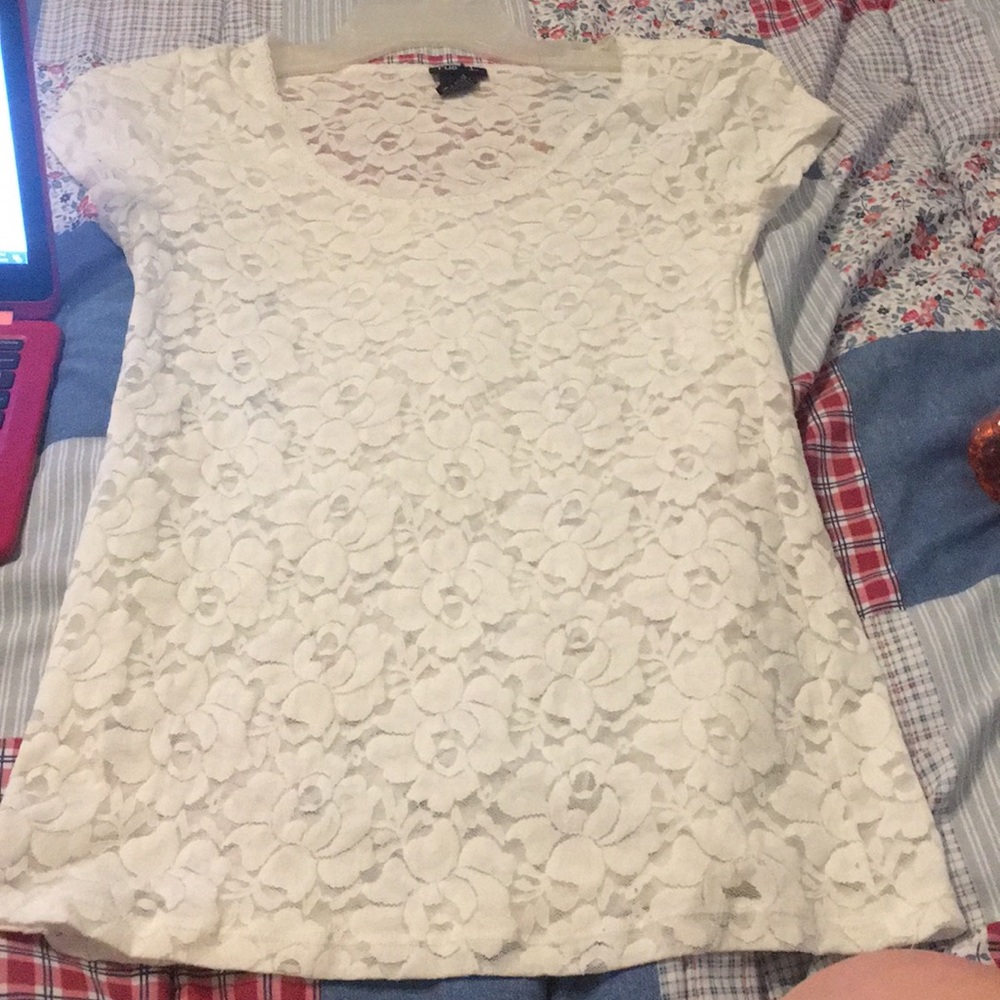 White Lace Flower Shirt